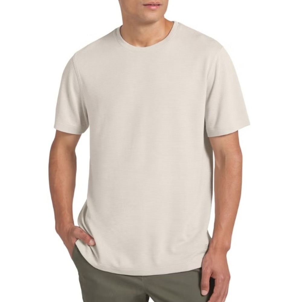 NWOT Lands' End Ribbed Crewneck T-Shirt Men's XL Beige Modal Blend